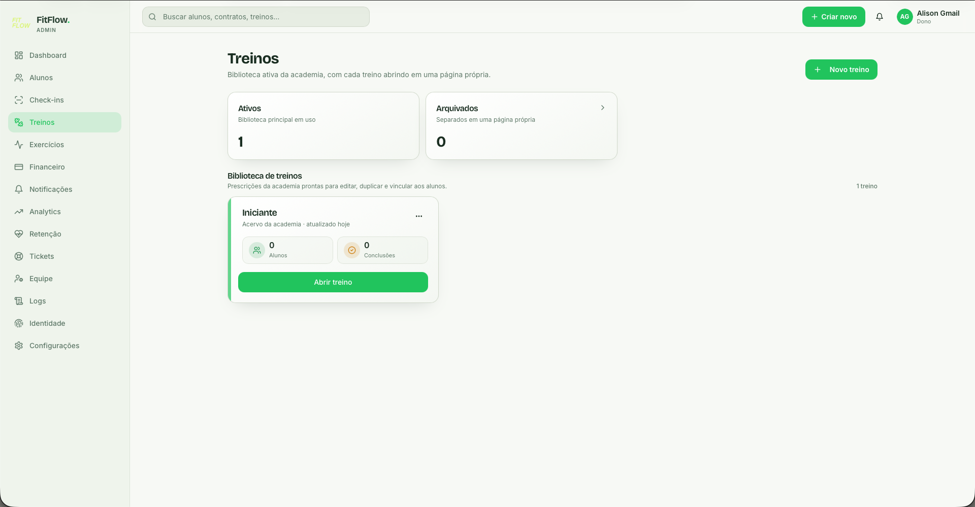 FitFlow — Treinos
